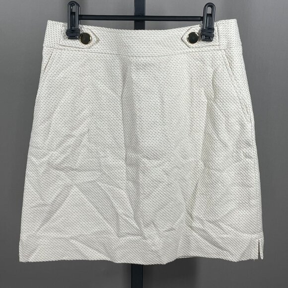 NEW Ann Taylor Skirt Womens 4 tan off white woven a line preppy classic - Picture 1 of 8